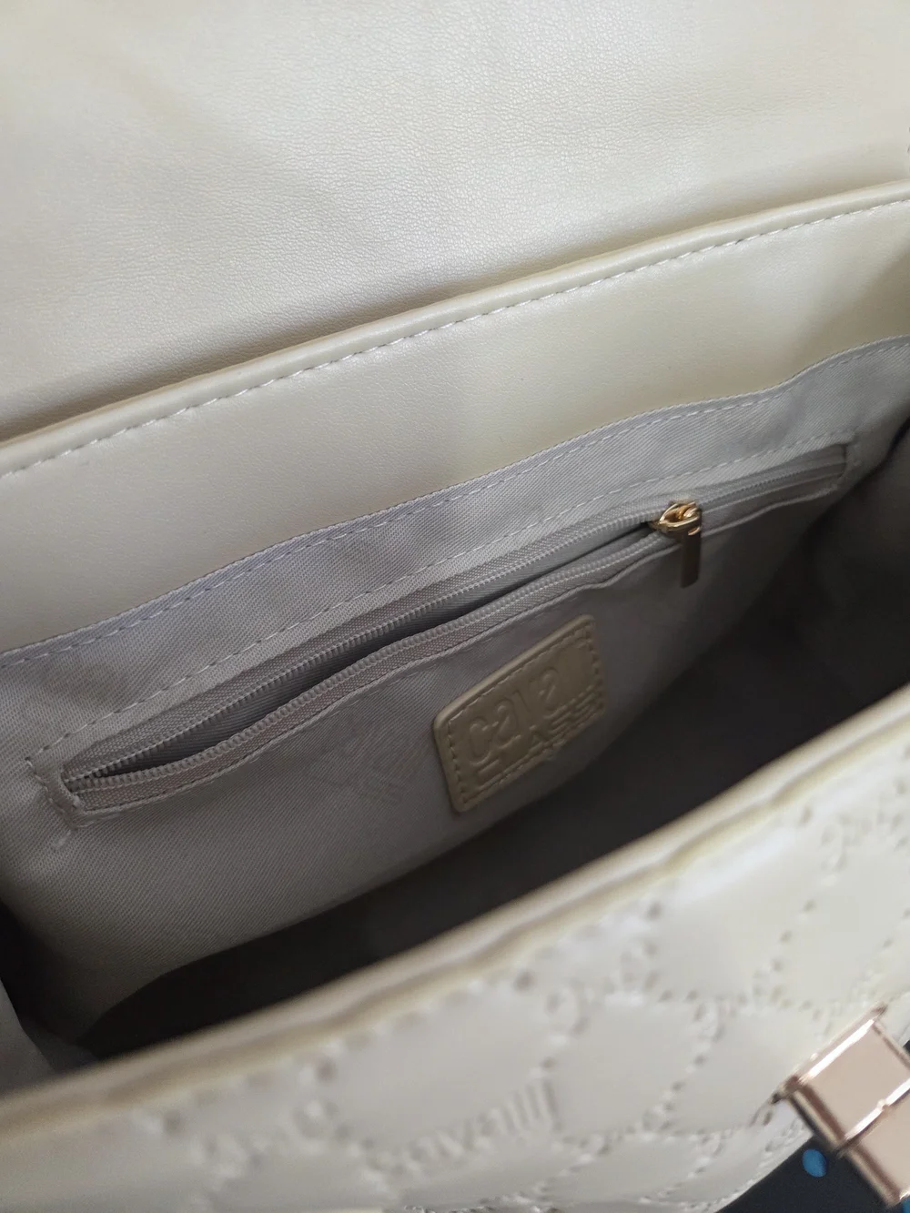 Cavalli Class Tatiana Top Handle Purse, Almond Buff Deboss